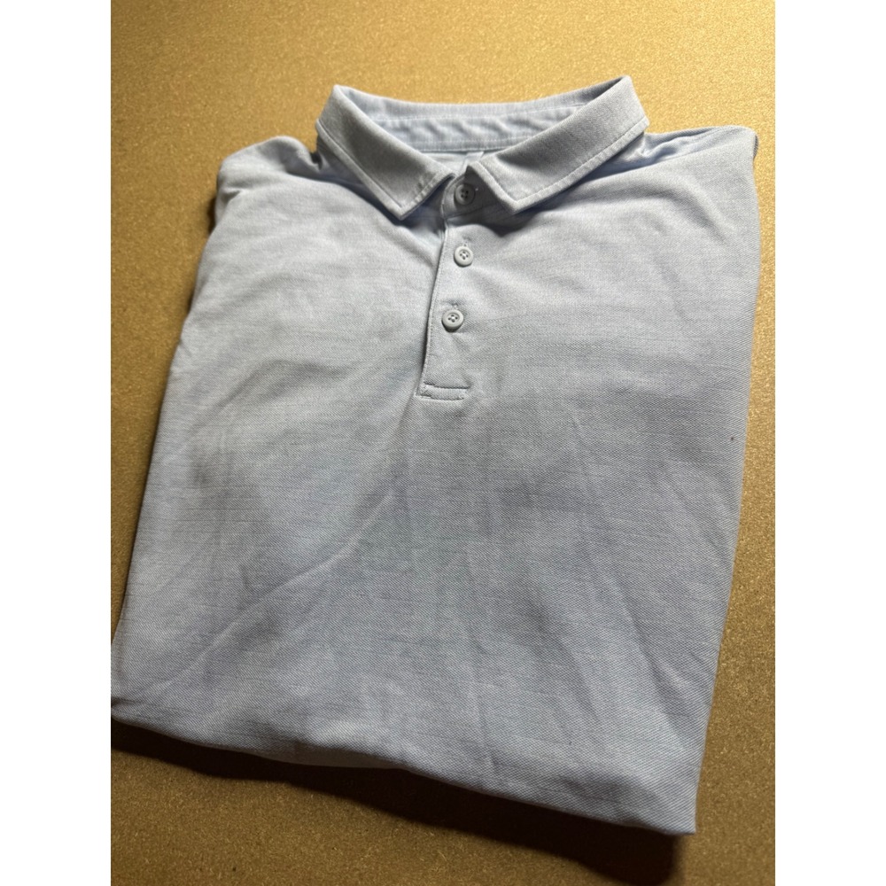Lululemon Evolution Polo Shirt Mens Light Blue Short Sleeve Pique Golf Top 2875